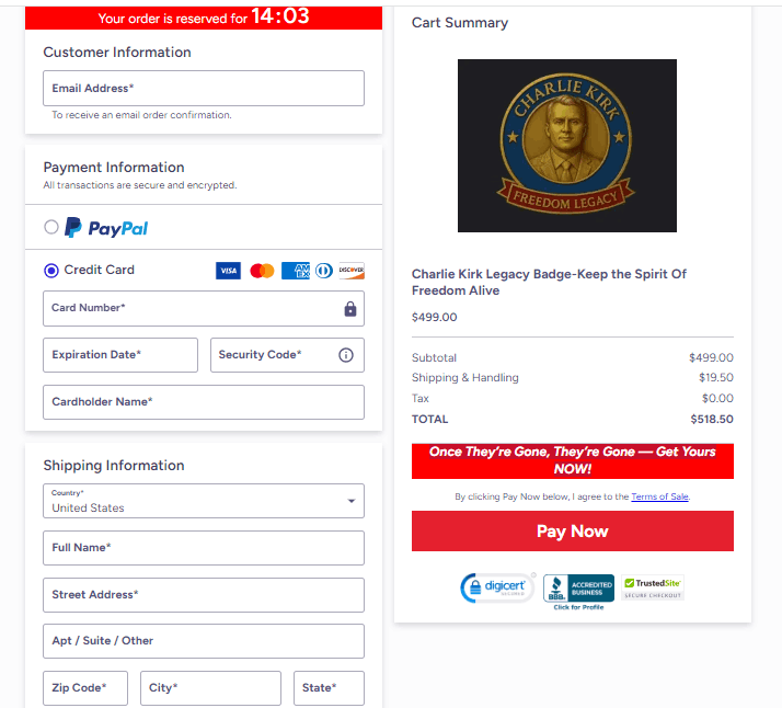 Charlie Kirk Freedom Legacy Badge